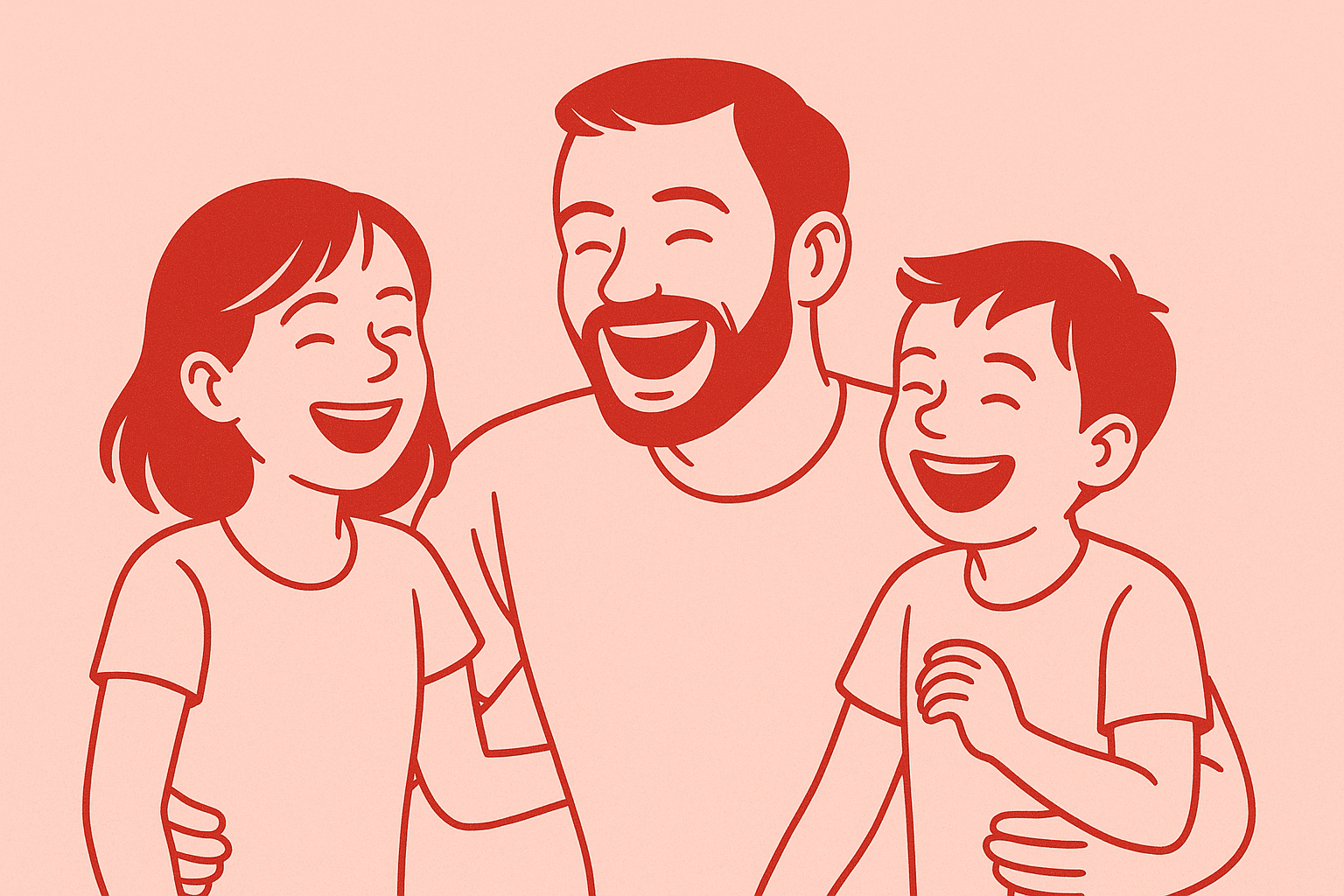 père avec son fils et sa fille